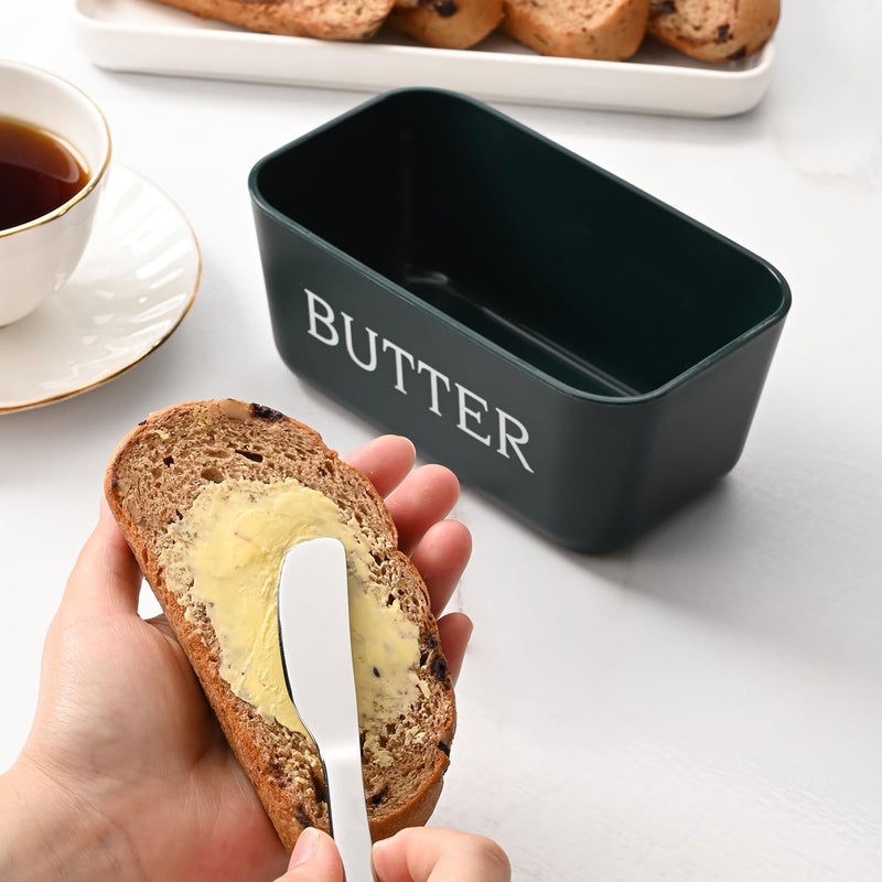 Dehov Large Butter Dish With Lid And Knife,Food Grade Plastic Large Butter Container With Cover,Butter Holder With Stainless Steel Knife For Kitchen Decor Countertop - Image 5