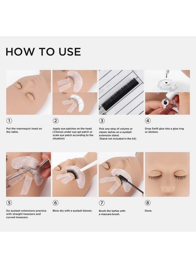 BEYELIAN - Lash Extension Kit Eyelash Extension Practice Kit Lash Kit For Eyelash Extensions Beginners Professional Mannequin Head With Replaced Eyelids For Practice Eye Lashes Graft (353 Pcs) - Image 1
