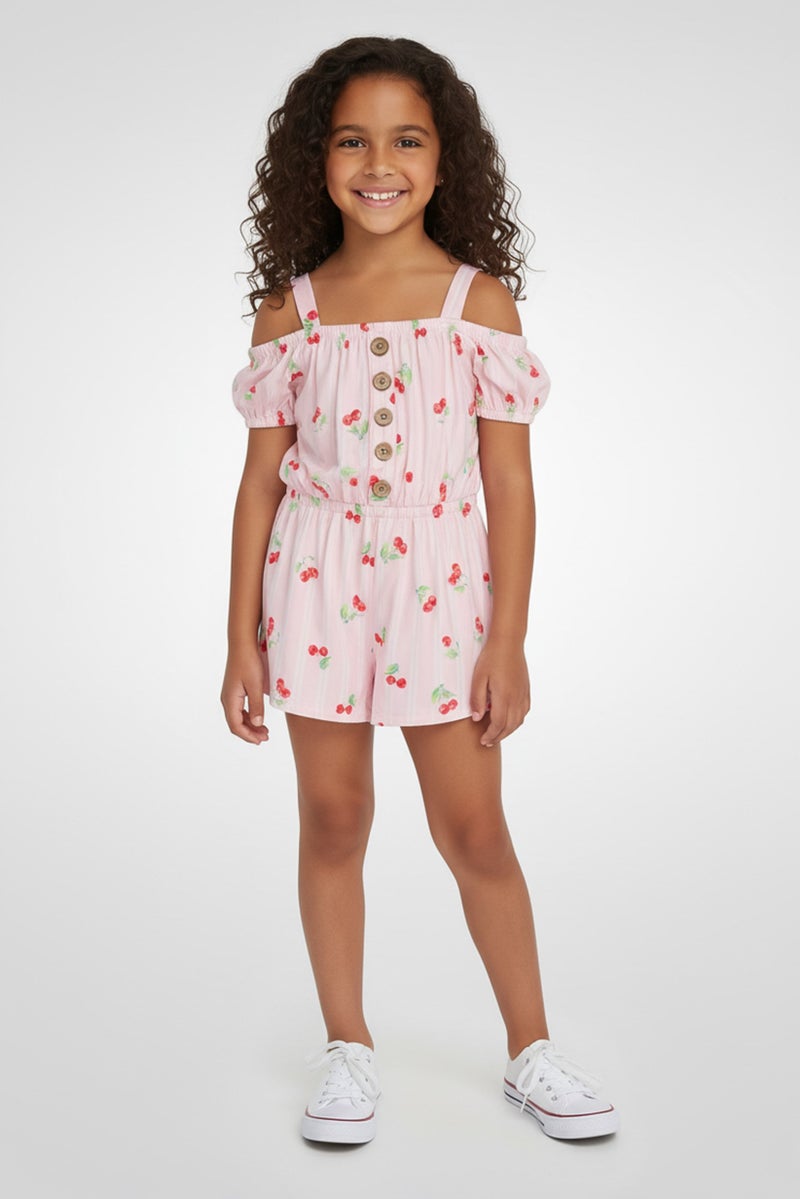 Nanette lepore Kids Girl 2 Packs Cherry Print Cap Sleeve Playsuit Set, Multicolor - Image 1