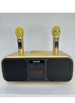 SDRD Portable Karaoke Speaker with Dual UHF Wireless Microphones, Built-in Rechargeable Battery, Multi-Input Support via Bluetooth, USB, AUX, Type-C & TF Card – Ideal for Home, Events, and Outdoor Entertainment  - Image 2