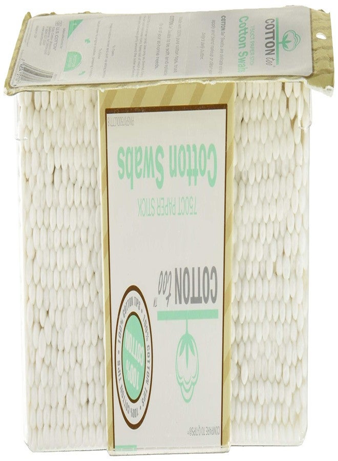 Cotton Too 750 Count Cotton Swabs With White Paper Stick, 2 Pack - Image 3
