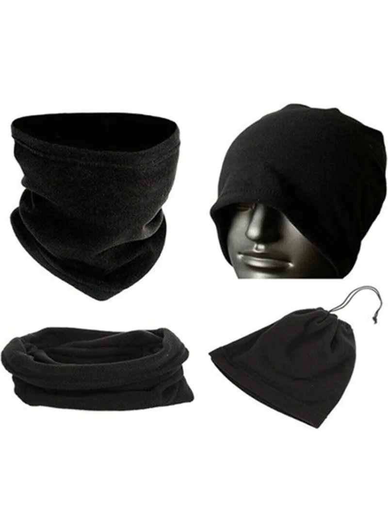 Bonie Unisex Black Fleece Beanie Neck Collar