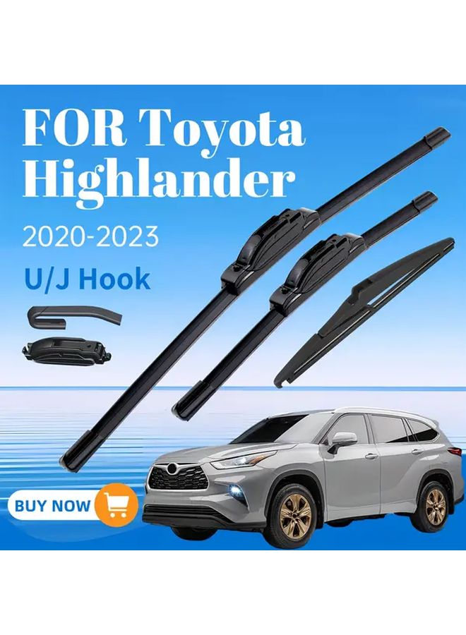 Toyota Highlander 2020 2023 مساحات الزجاج الأمامي 26 18 10 بوصة 3 قطع - Image 1