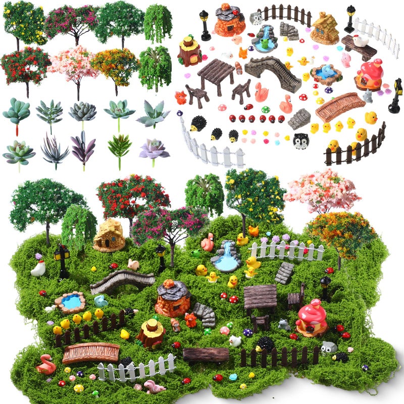 WinnerWhy 116 Pcs Fairy House Accessories Kit Miniature Garden Accessories Terrarium Decoration Mini Diorama Figurines Miniature Landscape Trees Simulated Succulents for DIY Garden Doll House Craft - Image 2