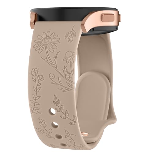 Tobfit 20mm Soft Floral Watch Strap Compatible for Amazfit GTS 2 Mini, Amazfit Bip/Bip U/Pro/Lite, Bip S, Bip 3, Flower Silicone Strap for Amazfit GTS/ 2/2e/3/4/4 Mini, WATCH NOT INCLUDED (Milk Tea) - Image 1