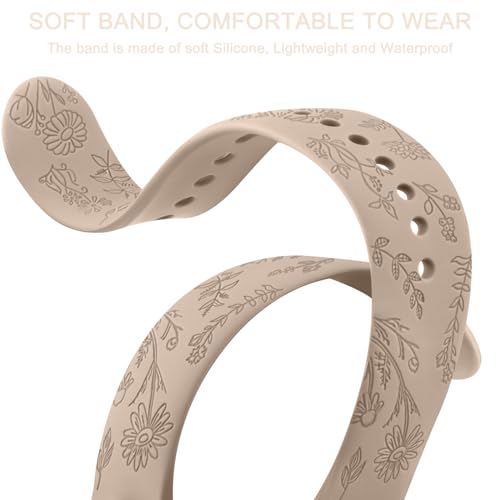 Tobfit 20mm Soft Floral Watch Strap Compatible for Amazfit GTS 2 Mini, Amazfit Bip/Bip U/Pro/Lite, Bip S, Bip 3, Flower Silicone Strap for Amazfit GTS/ 2/2e/3/4/4 Mini, WATCH NOT INCLUDED (Milk Tea) - Image 4