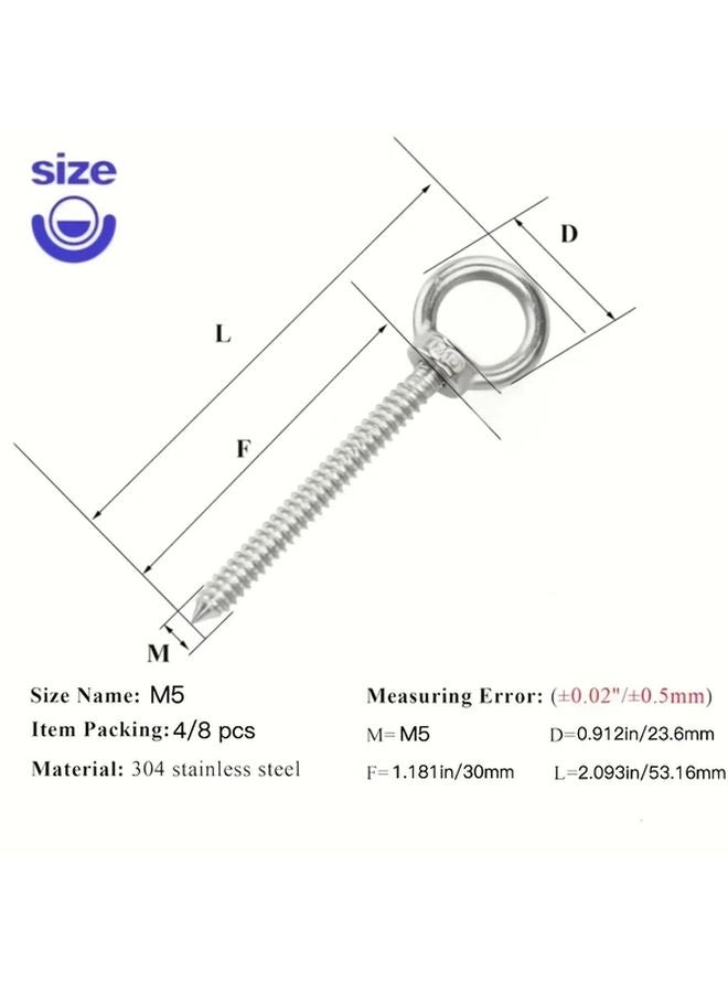 8Pcs M4 304 Stainless Steel Self Tapping Nail Hooks Heavy Duty Multifunctional Hardware - Image 4