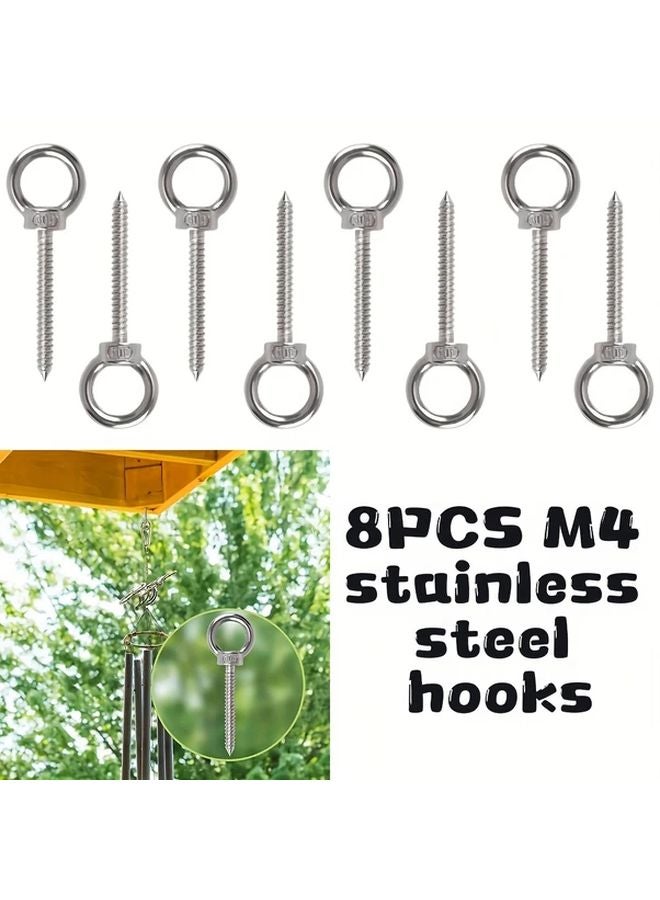 8Pcs M4 304 Stainless Steel Self Tapping Nail Hooks Heavy Duty Multifunctional Hardware - Image 1