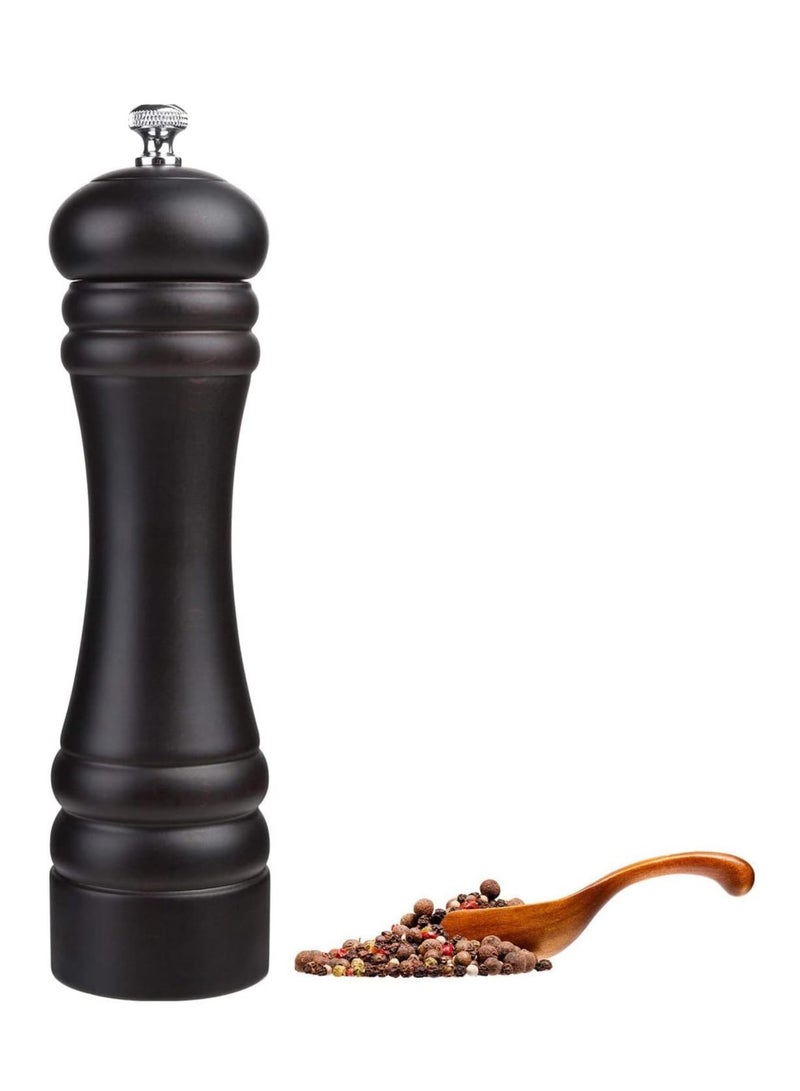 KASTWAVE Black Pepper Mill Salt Grinder Refillable, Wood Refillable Stainless Steel Mechanism Adjustable Coarseness, Adjustable Coarseness Ceramic Grinding Mechanism for Home, Kitchen, Barbecue, Party - Image 1