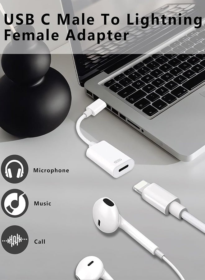Tersely USB C to Lightning Headphone Audio Adapter Converter, Support Microphone/Charging/Data Transfer,for iPhone 17/16/15 Plus/Pro/Max,iPad Pro/Air 7/6/5/4(Not for Gaming handhelds) - Image 2