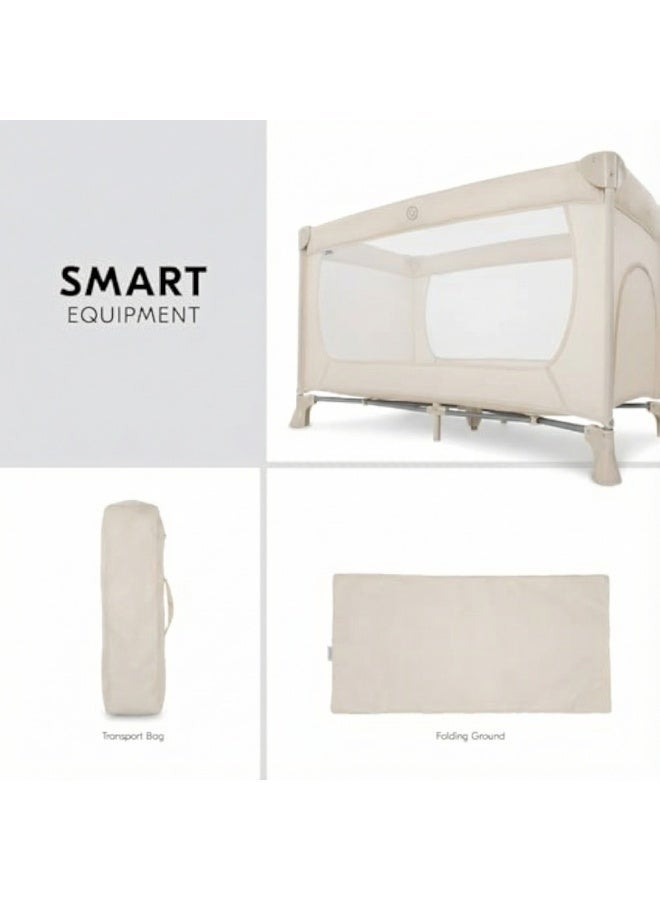 آسي بلاي سرير أطفال قابل للحمل وقابل للطي للسفر، سرير لعب وسرير سفر مع مرتبة مريحة، مركز حضانة مثالي للرضّع. - Image 4