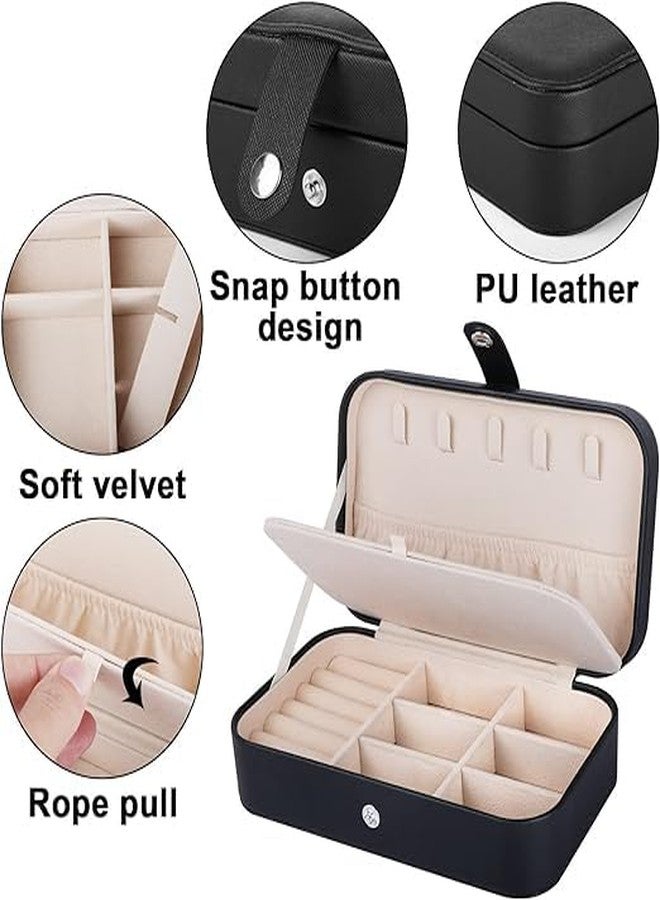 Riveira Travel Jewelry Box,Upgraded Travel Jewelry Case,Portable Jewelry Boxes for Women,PU Leather Jewelry Box,Travel Jewelry Organizer for Necklaces,Rings,Earrings,Bracelets,Black - Image 3
