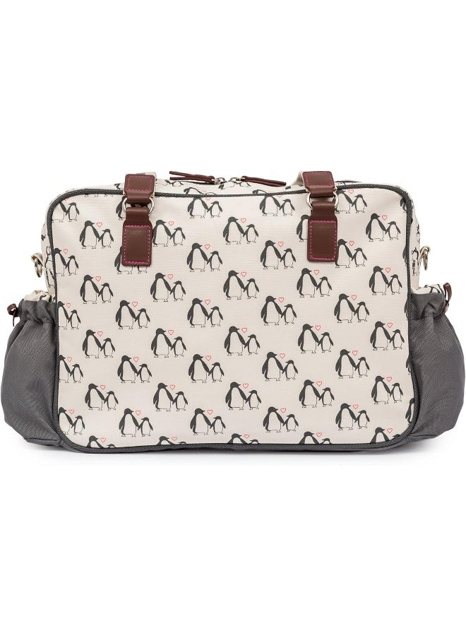 Pink Lining Baby Diaper Bag, Yummy Mummy (Penguin Love) - Image 3