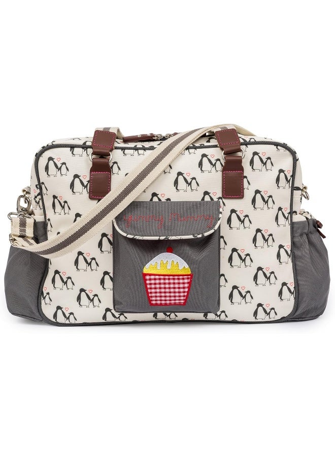 Pink Lining Baby Diaper Bag, Yummy Mummy (Penguin Love) - Image 1