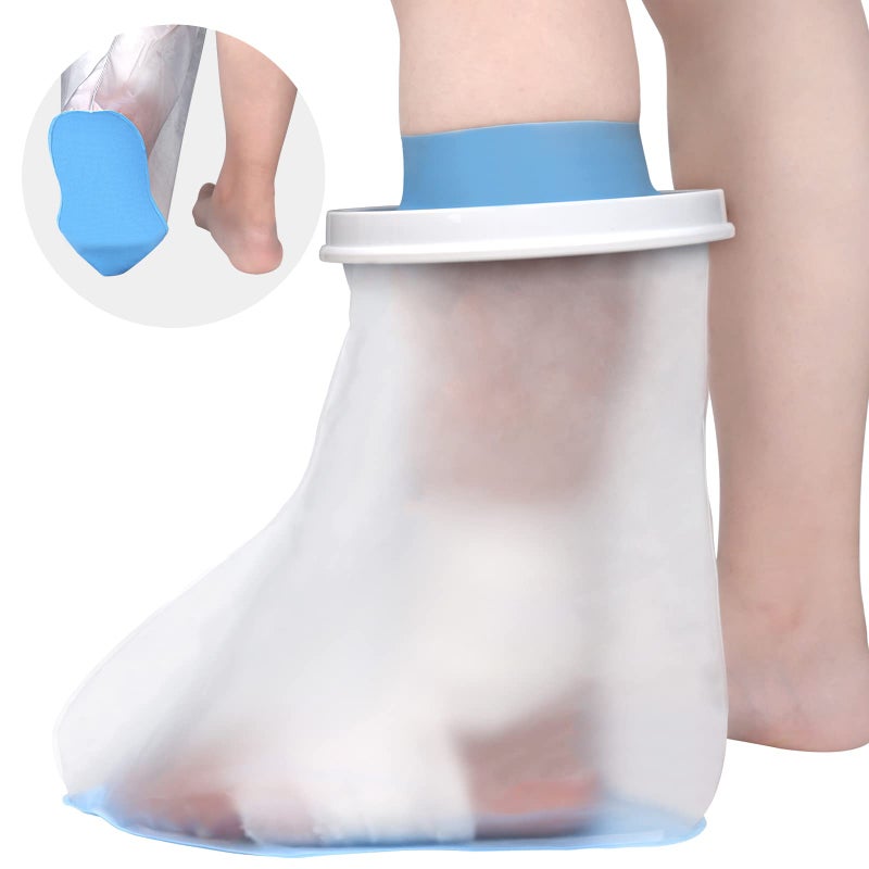 Waterproof Foot Cover for Shower Adult Foot Cast Covers with NonSlip Padding Bottom Watertight Ankle Foot Cast Protector for Surgery Bandage Dressing Wound Reusable