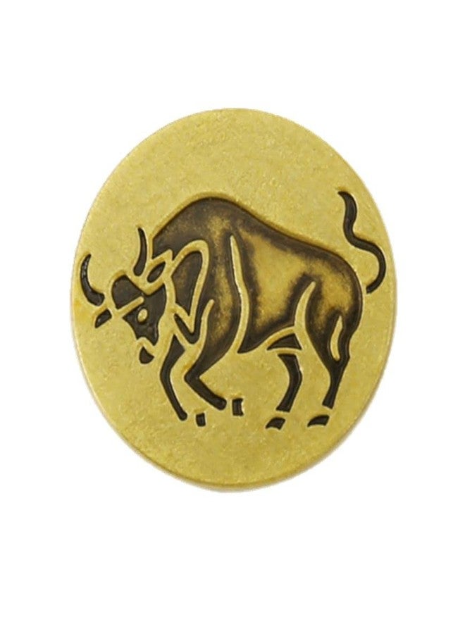 vmcoatdu Round 1 Inch 12 Constellations Taurus Pin Brooch Metal Revivalism Style Souvenir Badge for Hat Clothes Backpack (Taurus（Apr 20-May 20）) - Image 1