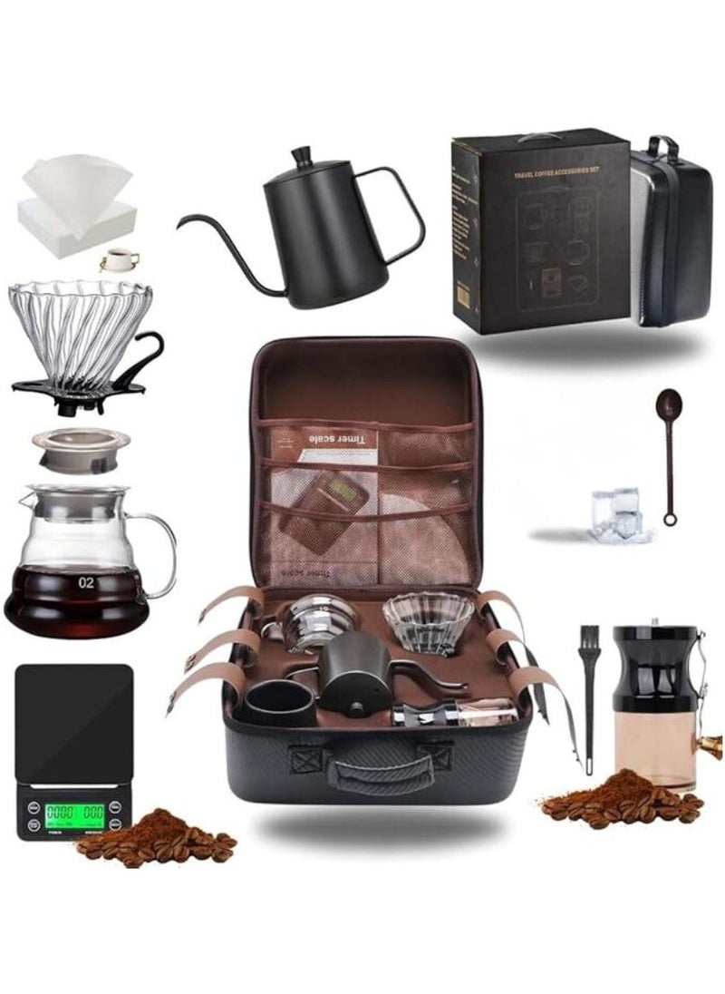 Doppio - Doppio 13 Pcs V60 Premium Pour Over Manual Coffee Maker with Manual Grinder Dripper Set - Image 1