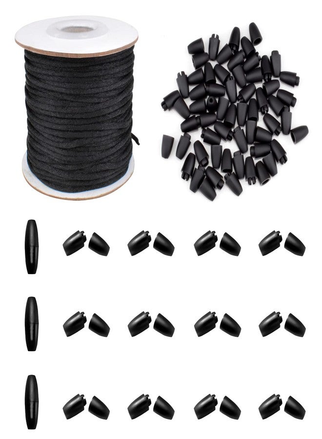 MOAMUN 30 Sets Breakaway Safety Clasp, Plastic Bead Barrel Connectors with 30m Black Nylon Cords, Diameter 2mm Nylon Cords and Safety Clasps for Necklaces Bracelets Lanyards Jewelry DIY Craft Making - Image 1