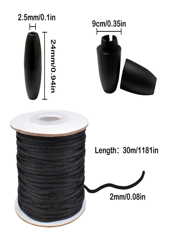 MOAMUN 30 Sets Breakaway Safety Clasp, Plastic Bead Barrel Connectors with 30m Black Nylon Cords, Diameter 2mm Nylon Cords and Safety Clasps for Necklaces Bracelets Lanyards Jewelry DIY Craft Making - Image 2