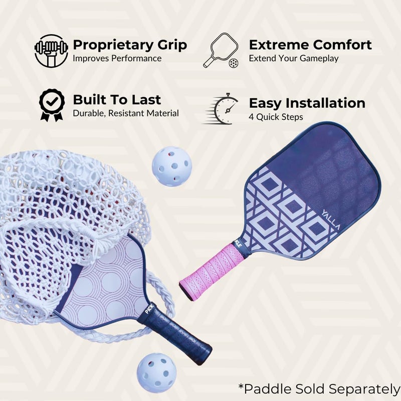 Tip Grips Pickle Grips Pickleball Paddle Grip Tape by YALLA - Overgrip Grip Wrap for Pickleball Racket - Moisture Wicking Paddle Grip Wrap (2 Pack) (Pink) - Image 3