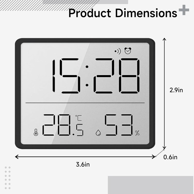 Ultra Thin Digital Wall Clock, LCD Display, Built-in Temperature and Humidity Sensors, Portable with Alarm Feature - Image 2