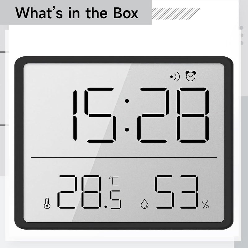 Ultra Thin Digital Wall Clock, LCD Display, Built-in Temperature and Humidity Sensors, Portable with Alarm Feature - Image 4