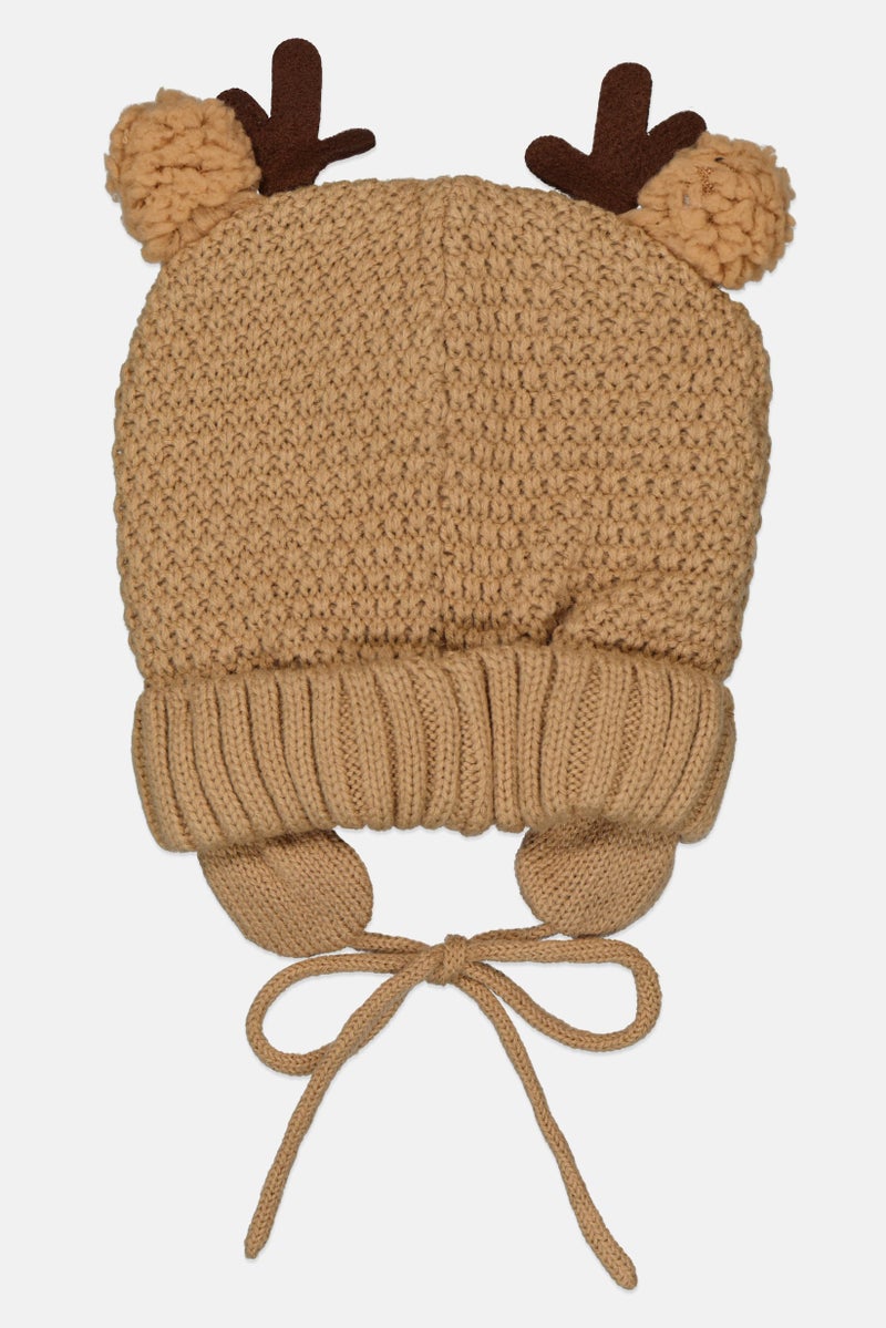 Cool Club Toddlers Boy Embroidered Beanie, Brown - Image 2