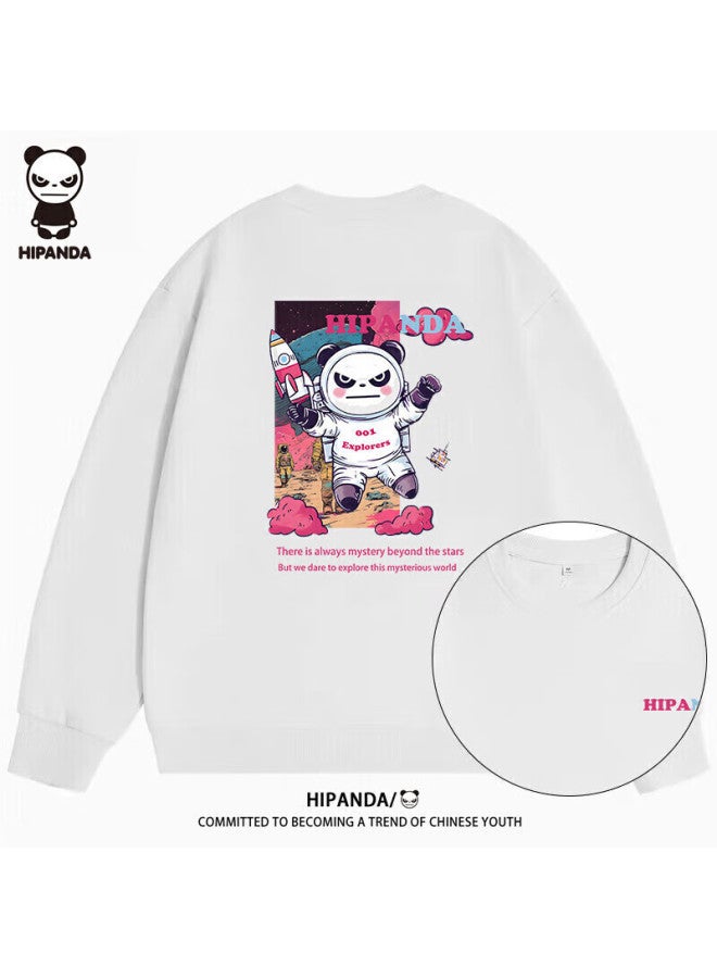 Hipanda Uni Sweatshirt, Autumn Space-themed Print, Trendy Loose-fit Casual Top, Men's White, 2XL - Image 2