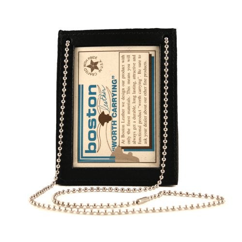 Boston Leather 5982-1 Neck Chain Double ID Holder, Black - Image 2