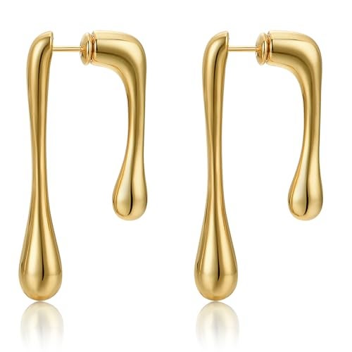 FRUMOS 14K Gold Plated Teardrop Earrings for Women Girls Dainty Waterdrop with 925 Sterling Silver Post gold statement earrings fall earrings(Waterdrop Gold) - Image 1