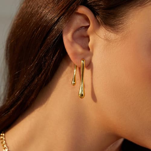 FRUMOS 14K Gold Plated Teardrop Earrings for Women Girls Dainty Waterdrop with 925 Sterling Silver Post gold statement earrings fall earrings(Waterdrop Gold) - Image 4
