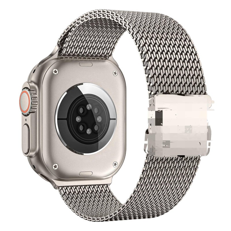 سوار ساعة ذكية سوار معدني من الستانلس ستيل متوافق باللون أسود قابل للتعديل مع Apple Watch 42/44/45/49mm بملاءمة قابلة للتعديل وحزام بديل بتصميم معدني أنيق - Image 3