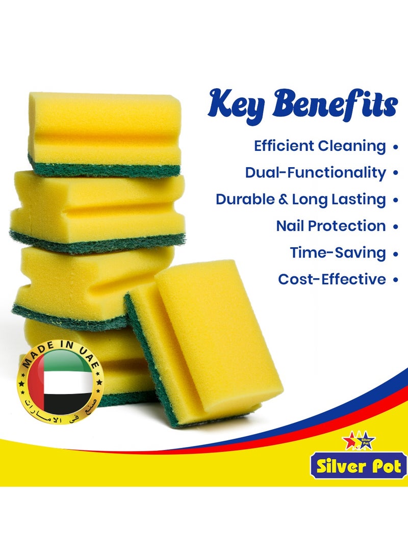 Silver Pot Kitchen Sponge & Scourer – Pack of 18 (9+9), 9cm Dual-Purpose Cleaning Sponge for Pots, Pans, Kitchen Utensils, and Delicate Surfaces  - Image 3