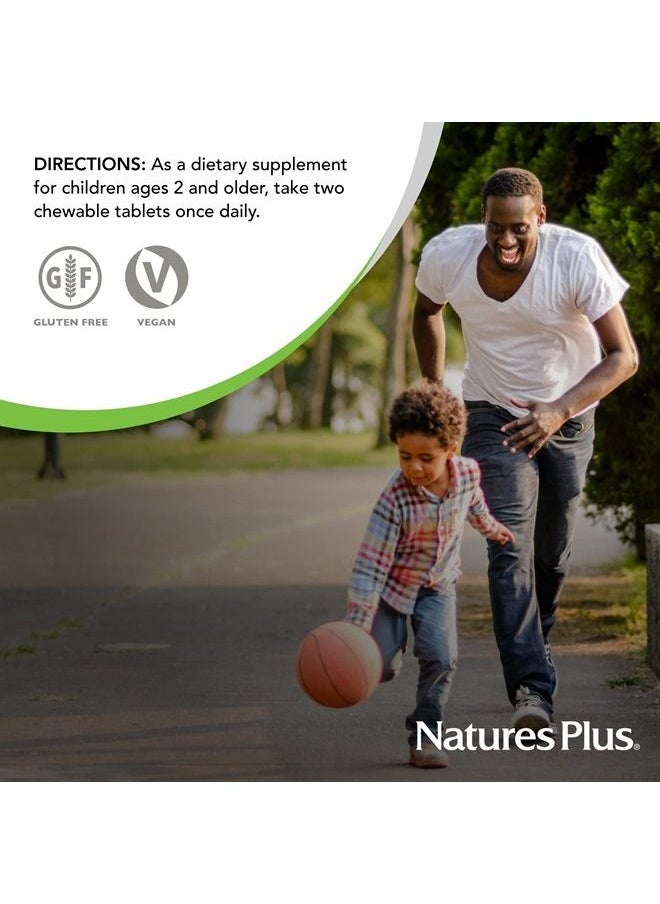 Nature's Plus - NaturesPlus Animal Parade Gold Children's Chewable Multivitamin - Natural Cherry Flavor - 60 Animal Shaped-Tablets - with Vitamin D3, K2 & Probiotics - Vegetarian & Gluten Free - 30 Servings - Image 1