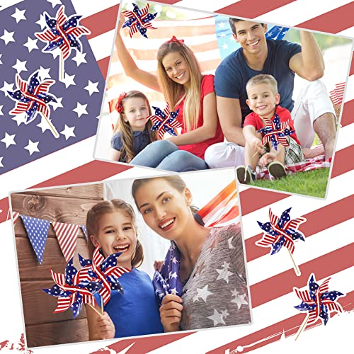 HOOSUN 12Pcs American Flag Patriotic Pinwheels for Yard and Garden,Red White and Blue Pinwheels Patriotic Decorations,Garden Wind Spinners Outdoor Veterans Day Decorations Pinwheel for Kids,Lawn,Patio - Image 3