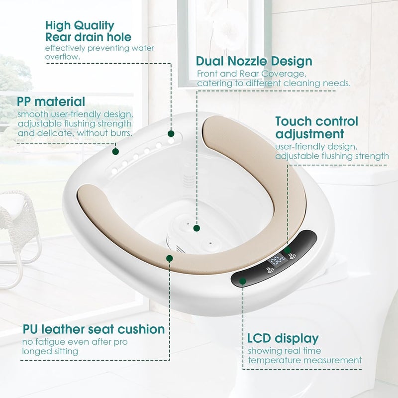 DMG TECH DMG Electric Sitz Bath, Electric Sitz Bath for Hemorrhoids, Electric Sitz Bath for Toilet Seat with Flusher, Sits Bath Kit for Women, Soaked Steam Relief of Inflammation Treatment - Image 5