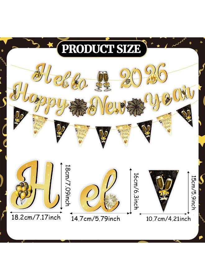 “2026 New Year Party Decoration Set – Gold Number Balloons, Happy New Year Banner & Latex Balloons (Black/Gold/Confetti)” - Image 3
