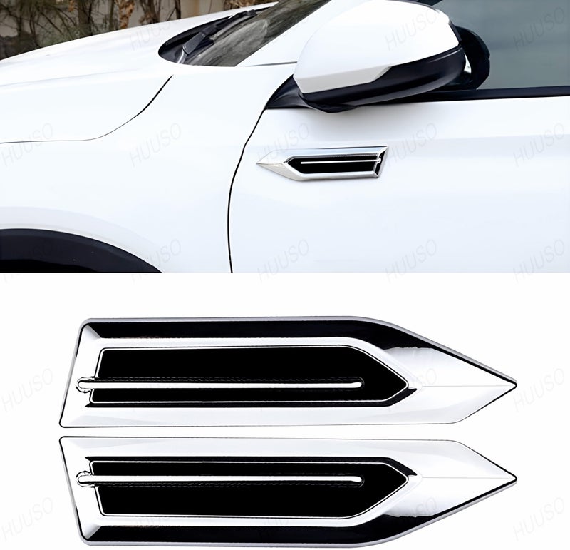 HUUSO 2 Pack Car Air Flow Vent Fender Trim XSL-002 Chrome and Black Car Styling Fender Decorative Aero Decal Sticker Exterior Accessory Compatible with All Cars - Image 5