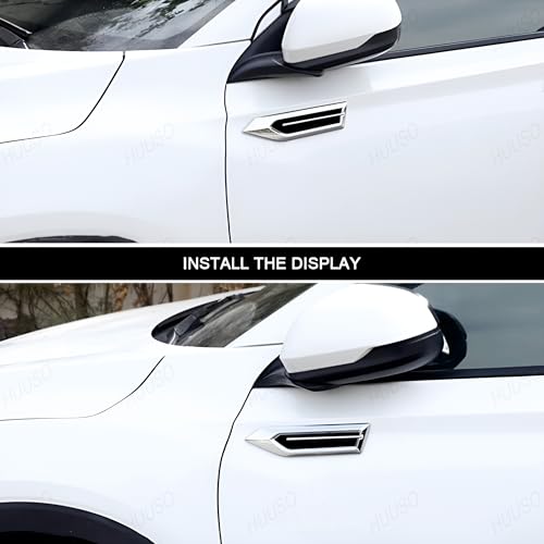 HUUSO 2 Pack Car Air Flow Vent Fender Trim XSL-002 Chrome and Black Car Styling Fender Decorative Aero Decal Sticker Exterior Accessory Compatible with All Cars - Image 4
