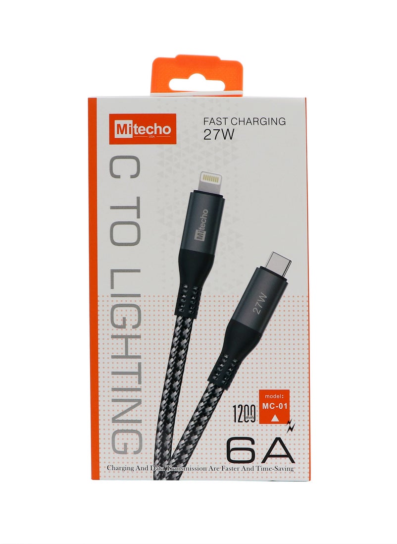 Mi techo MC01 Charging Cable Type C to Lighting Port with Data Transfer at High Speeds Black