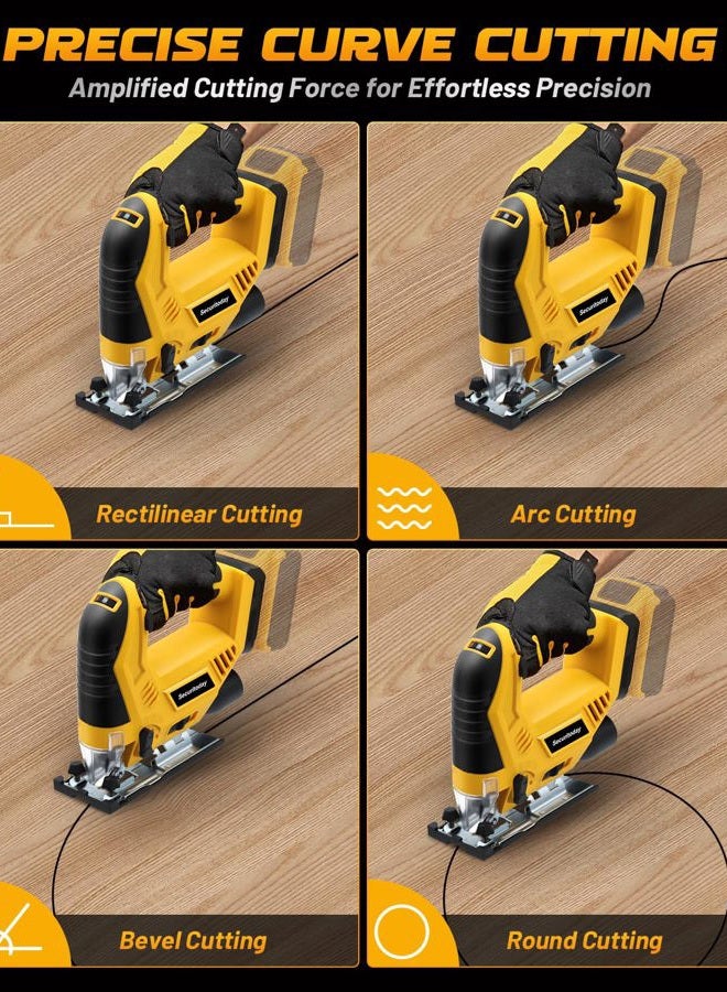 Securitoday Cordless Jig Saw Compatible with Dewalt 20V MAX Battery, 6 Variable Speed, 4 Orbital Settings, Bevel Angle (0°-45°), LED Light, Brushless Jigsaw for Straight/Curve/Bevel/Circle Cutting (Tool Only) - Image 3