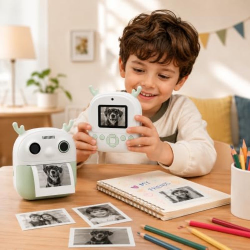 Mini Photo Printer Camera, Instant Print Portable Photo Printer, Dual Camera, Video Recording, Fun Games, Music, Creative Toy for Boys Gift - Image 2