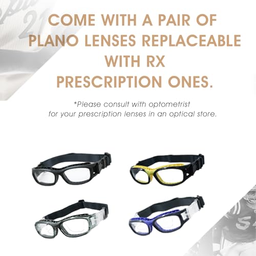 EnzoDate Sports Glasses Lens Replaceable Slim Fit Impact-Resistant Protective Goggles Basketball Handball Volleyball Tennis (Yellow) - Image 5