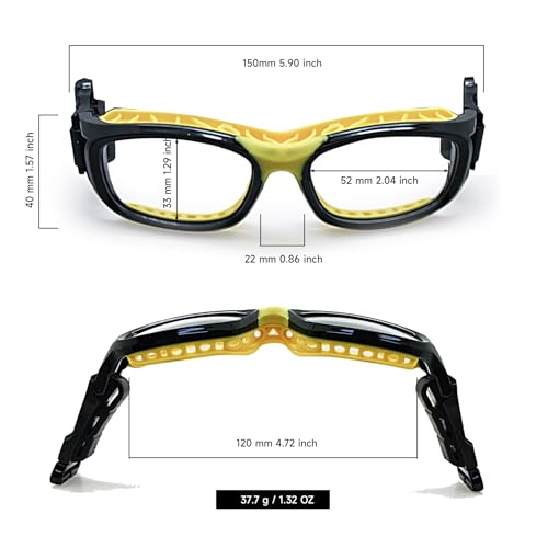 EnzoDate Sports Glasses Lens Replaceable Slim Fit Impact-Resistant Protective Goggles Basketball Handball Volleyball Tennis (Yellow) - Image 3