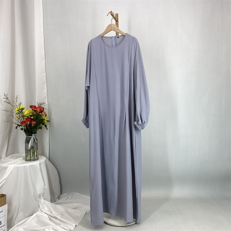 monica fashion Elegant Slim-Fit Front-Zip Muslim Nursing Dress - Image 2
