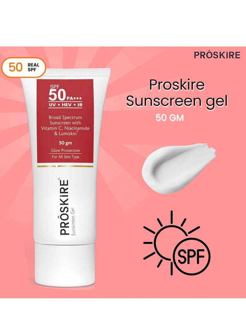 Proskire SPF 50 Road Spectrum Sunscreen Gel Suitable for All Skin Types With Vitamin C, Niacinamide & Lumiskin - Image 4
