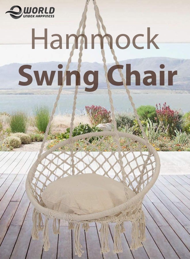 Eworld Hanging Hammock Chair Swing for Indoor/Outdoor Patio with Adjustable Height and Hardware Kit  - Image 1