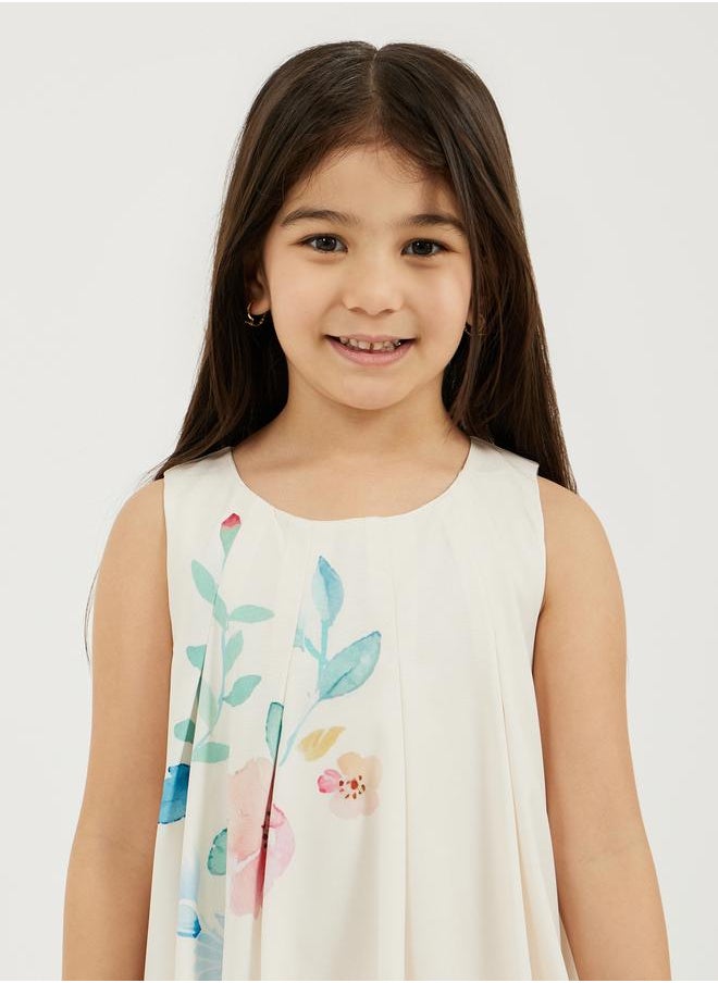 Styli Placement Print Balloon Hem Sleeveless Dress  - Image 4