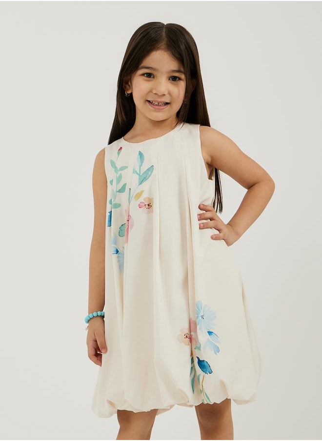 Styli Placement Print Balloon Hem Sleeveless Dress  - Image 2