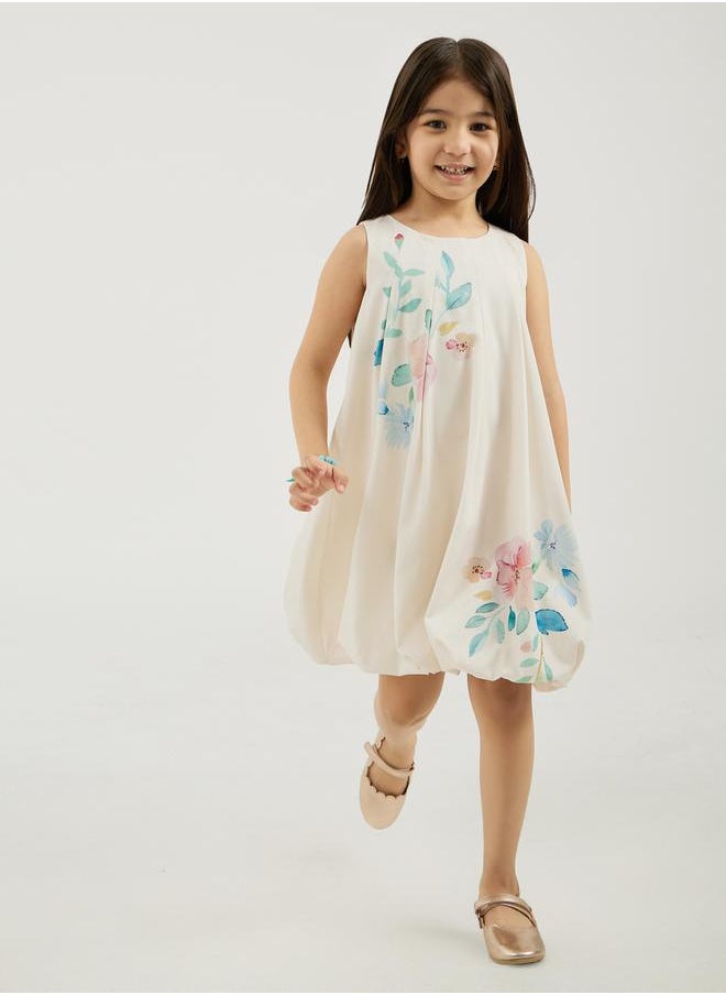 Styli Placement Print Balloon Hem Sleeveless Dress  - Image 3